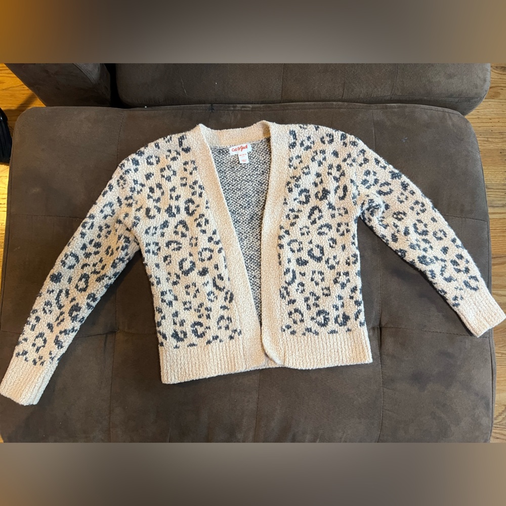 Leopard Print Cardigan Sweater Size XS 4/5